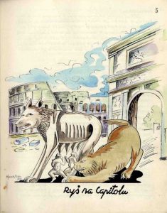 Hand drawn page from chronicle of 13th Wilno Rifle Battalion "Rysi&oacute;w"