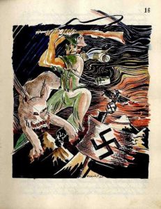 Hand drawn page from chronicle of 13th Wilno Rifle Battalion "Rysi&oacute;w"